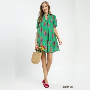 Umgee Floral Print Babydoll Dress🆕